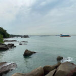 View of the water from shore of Pulau Ubin island